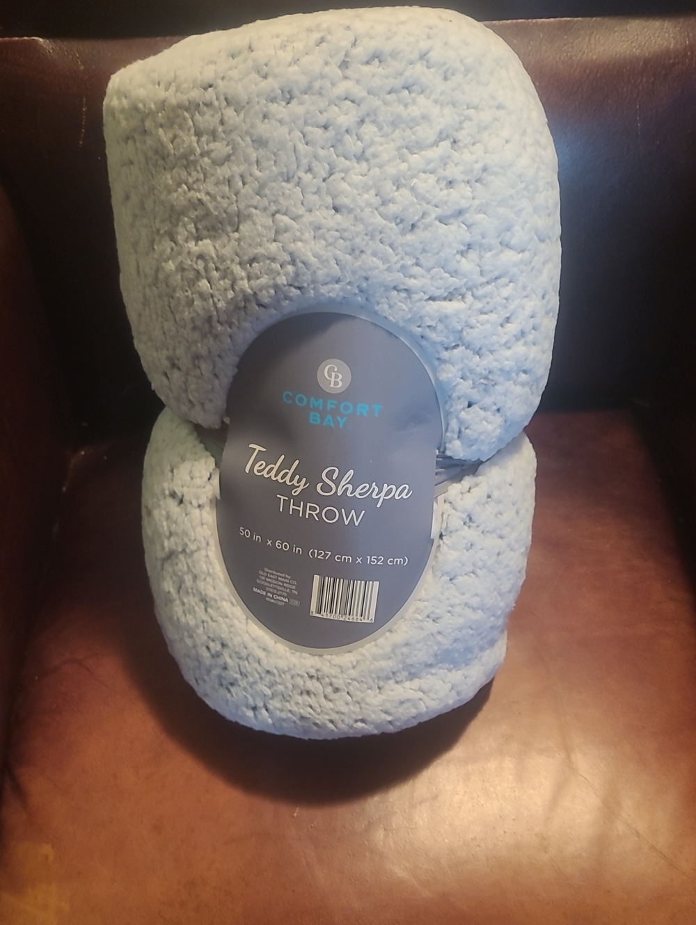 Comfort Bay Plush Teddy Sherpa Throw - Baby Blue